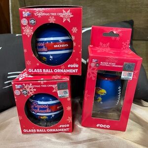 Kansas Jayhawks Glass Ball Ornaments NIB